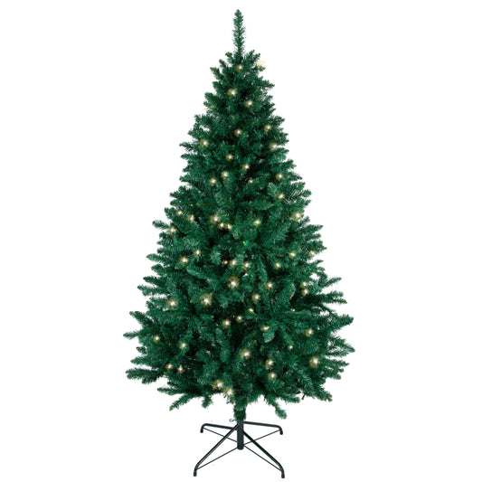 6 Ft Christmas Tree Prelit 200 White Lights. Full Realistic Artificial Fir Green Xmas